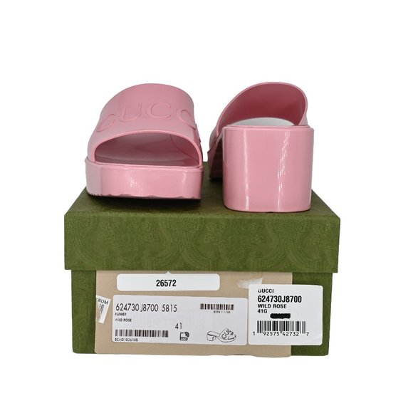 Gucci Logo Rubber Platform Slide Sandals - Picture 7 of 16